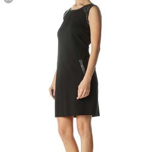 Banana Republic Black Faux Leather Shoulder Dress